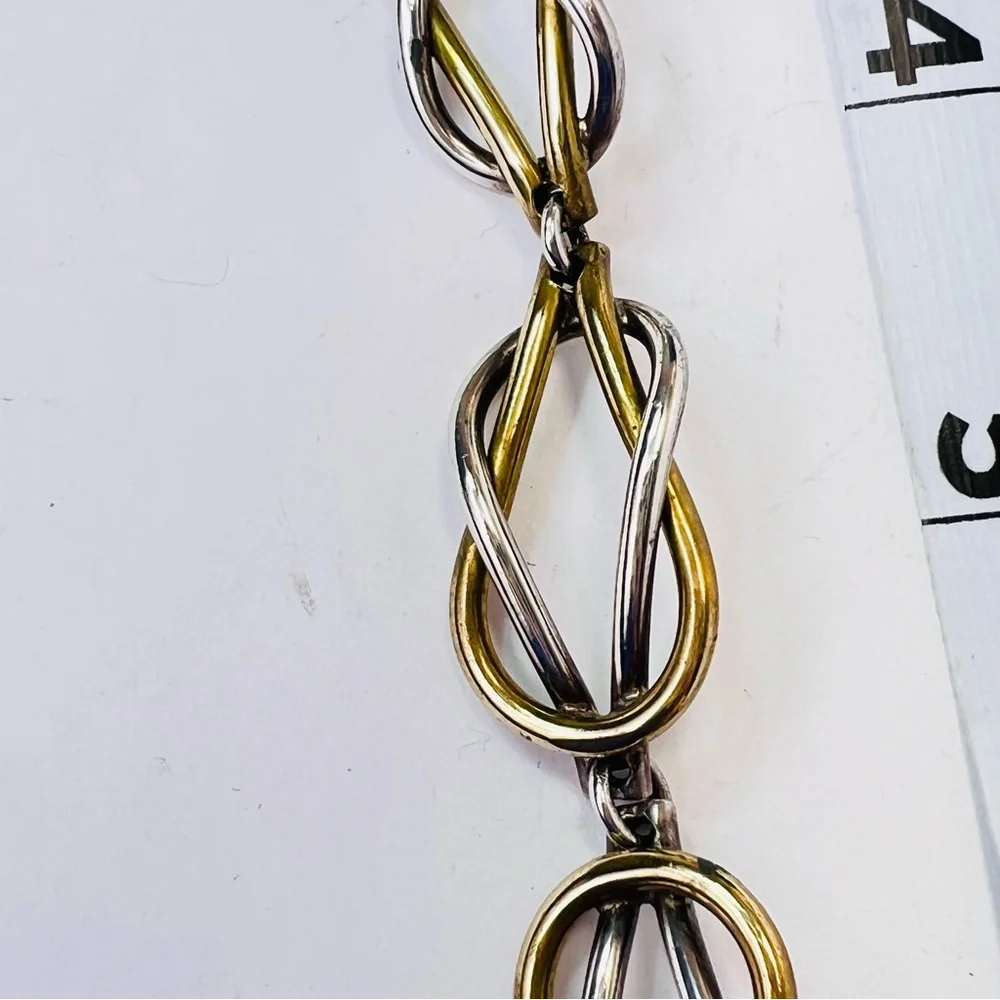 Taxco Mexico 925 Sterling Silver & Latón Infinity Link Bracelet Vintage 7”